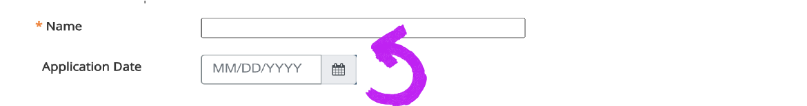 name and date of applicant