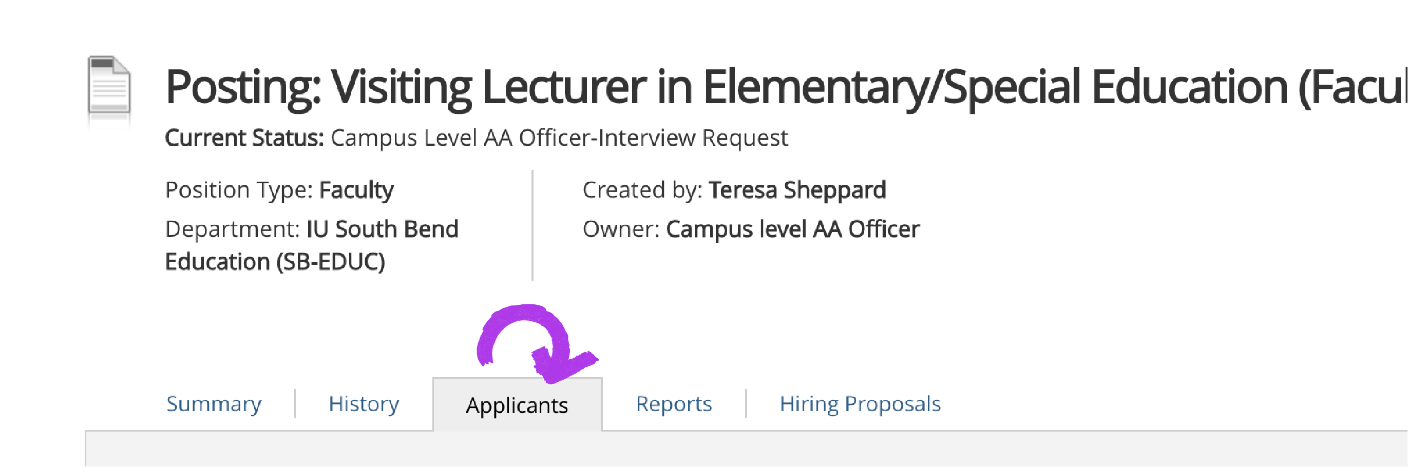 applicant tab